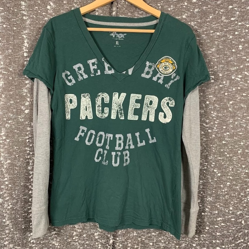 NFL G-III Apparel 4her Green Bay Packets‎ Layered Long Sleeve Shirt Women's XL
